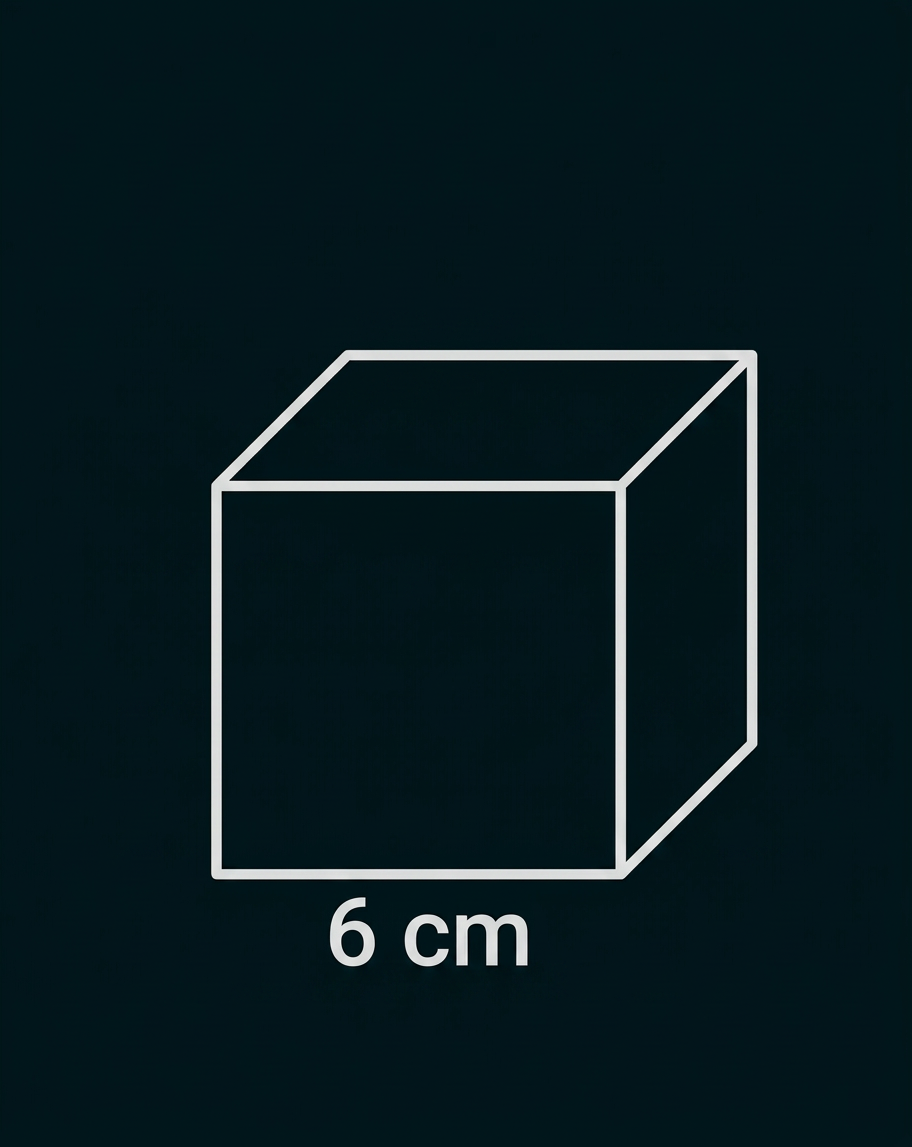 Würfel mit einer Kantenlänge von 6 cm